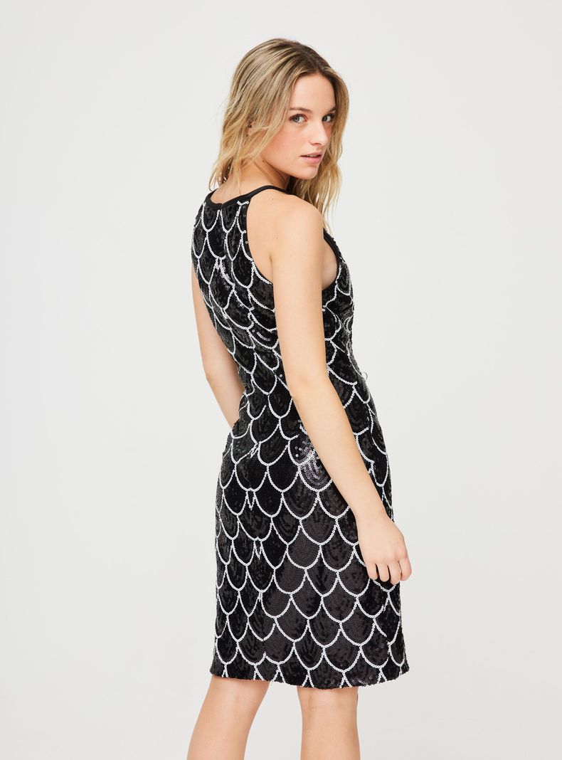 Vestido Cache Negro Lentejuelas Talla L-1