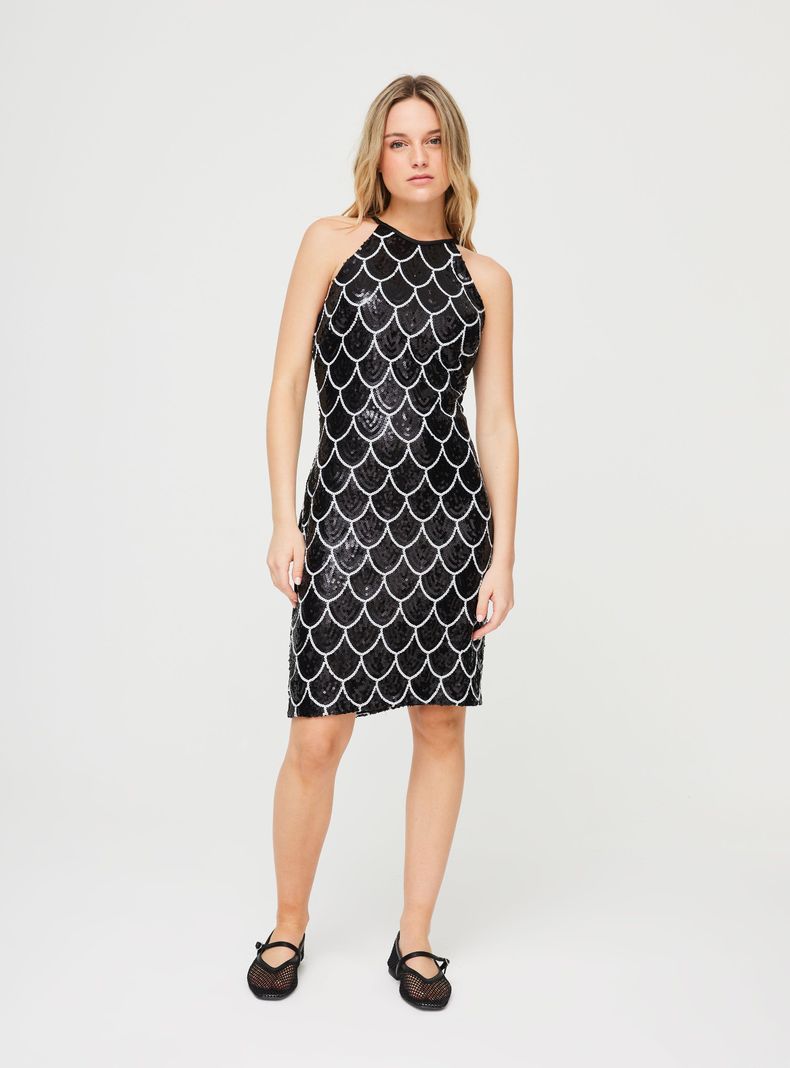 Vestido Cache Negro Lentejuelas Talla L-2