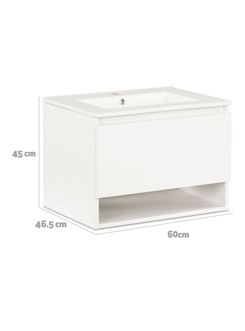 Vanitorio Aéreo Mónaco 60 cm 1 Cajón Blanco-1