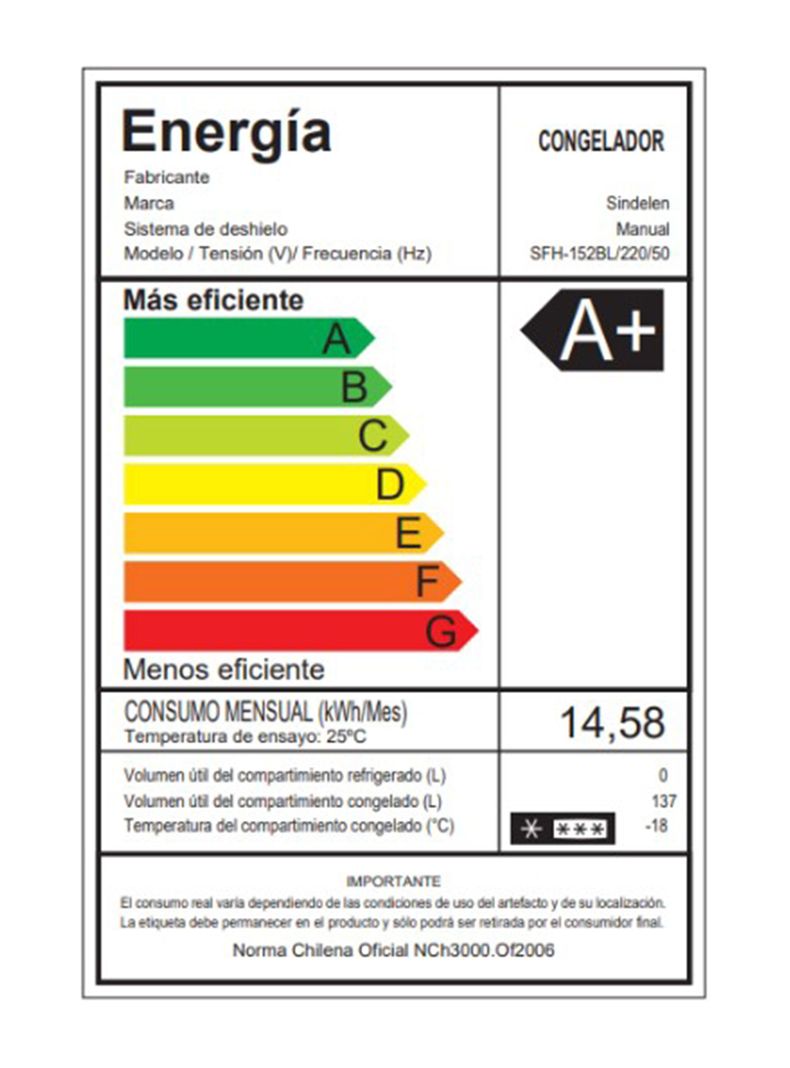 Freezer Horizontal Frío Directo 137 Litros SFH-152BL-3