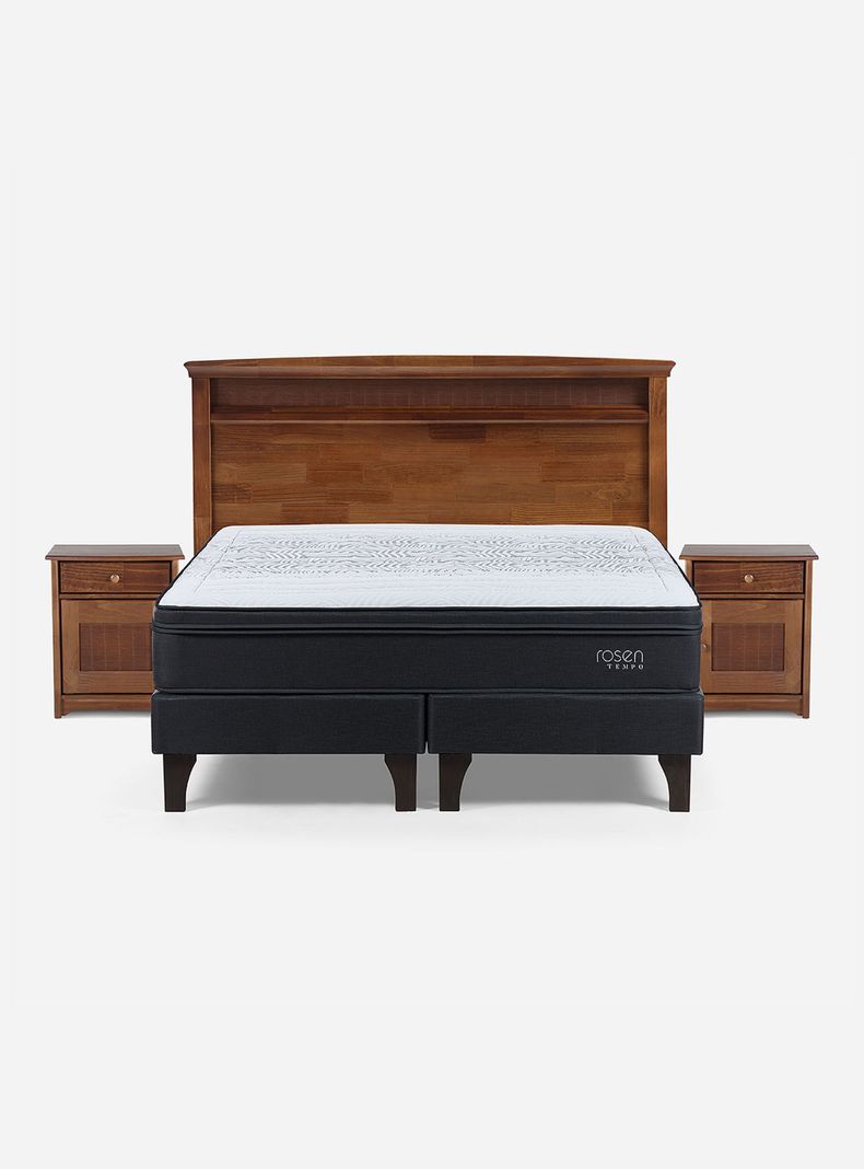 Set Cama Europea Tempo 2 Plazas Base Dividida + Set Muebles Veneto-1