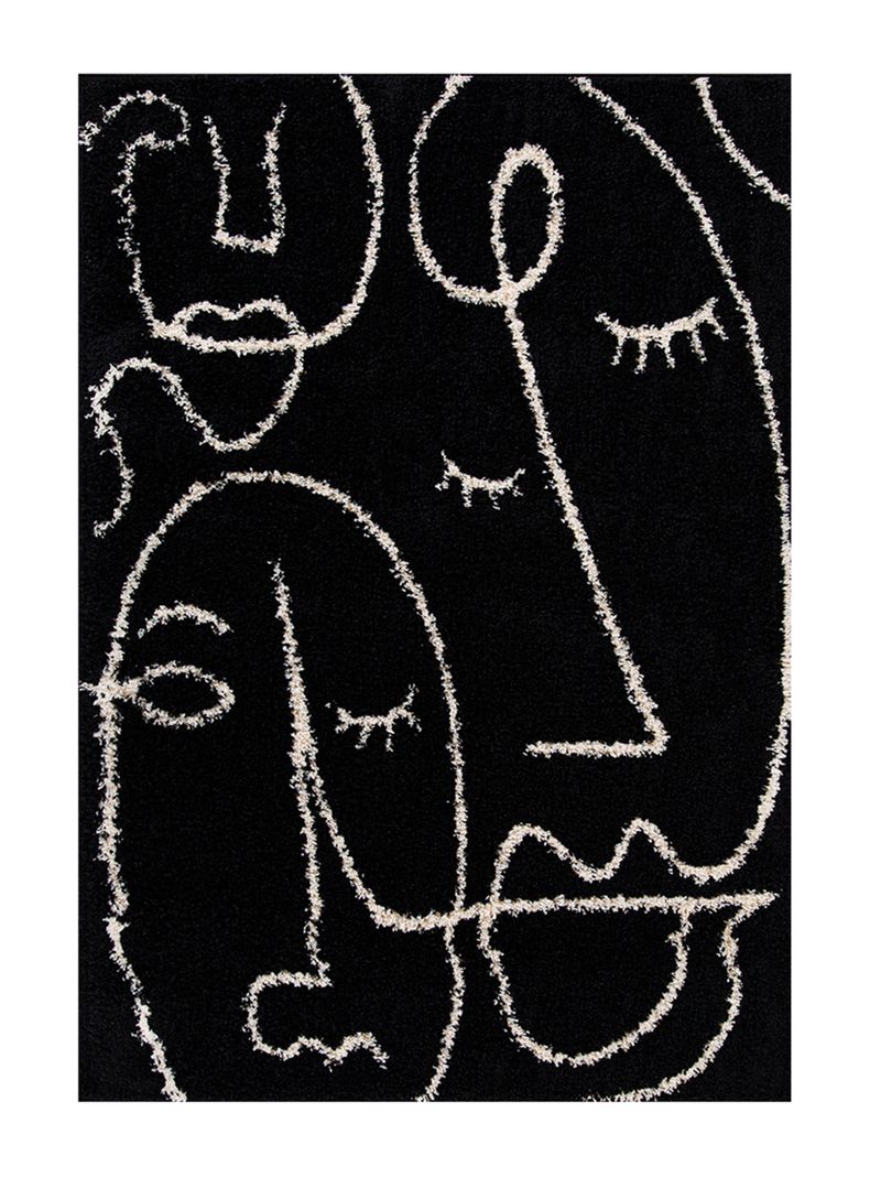 Alfombra Shaggy Monet 150x200 cm Negro-0
