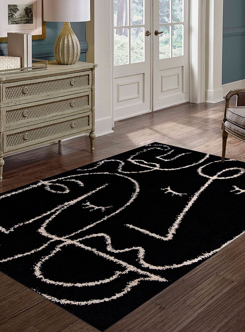 Alfombra Shaggy Monet 150x200 cm Negro-2