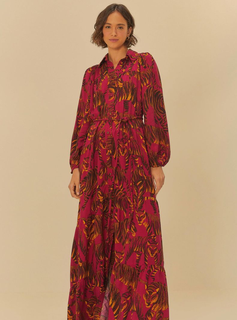 Vestido Largo con Botones Diseño Tigres-2