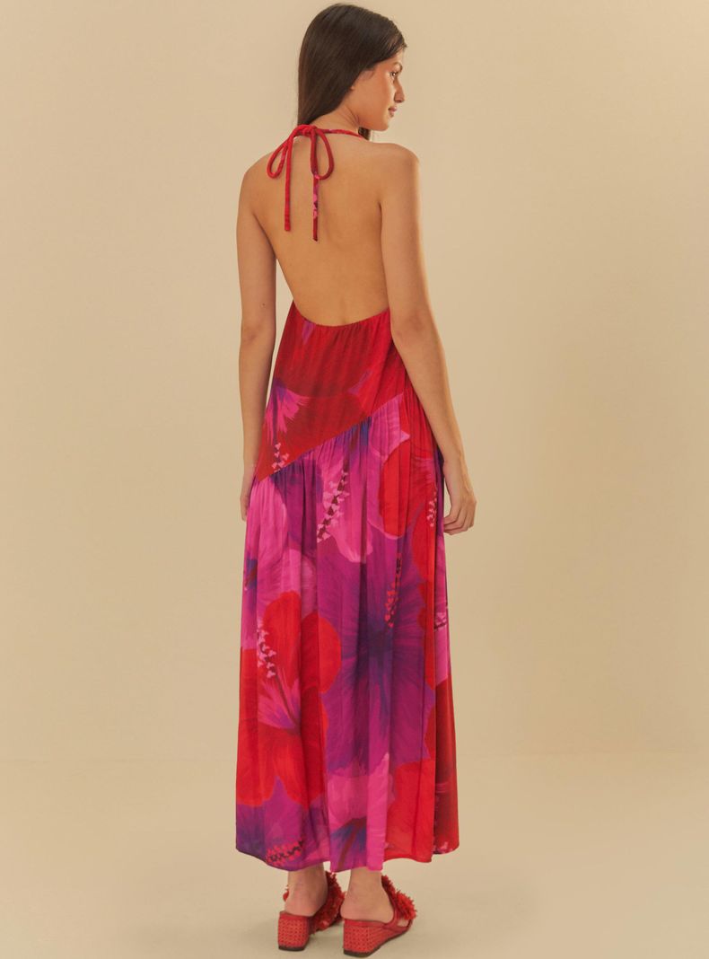 Vestido Largo sin Mangas Diseño Flores-1