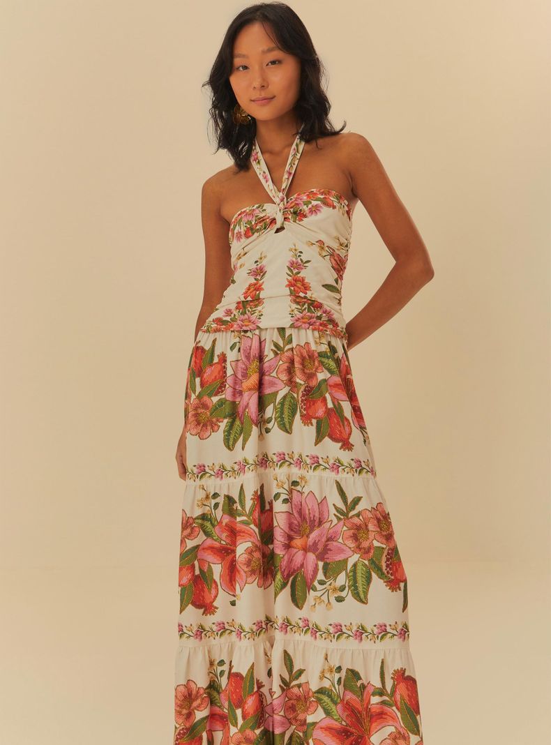 Vestido Largo Estampado Flores con Amarra-4