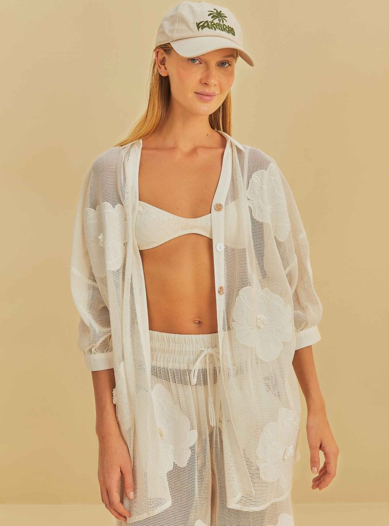 Camisa con Transparencia y Estampado Flores-0