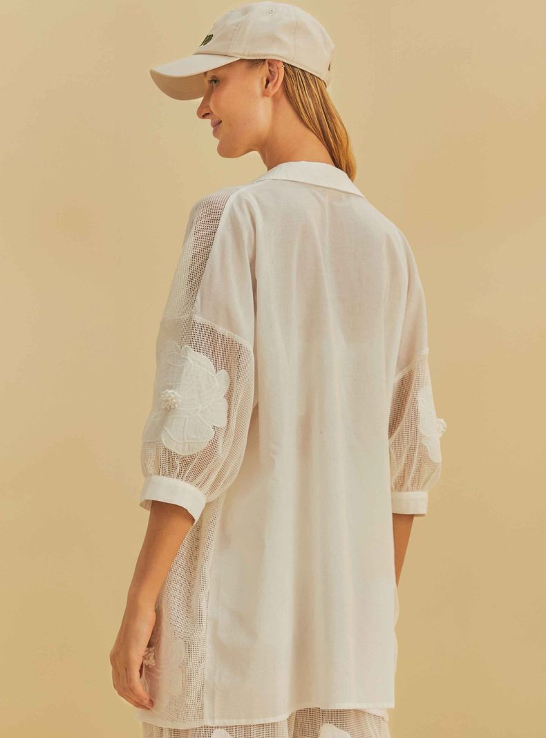 Camisa con Transparencia y Estampado Flores-1