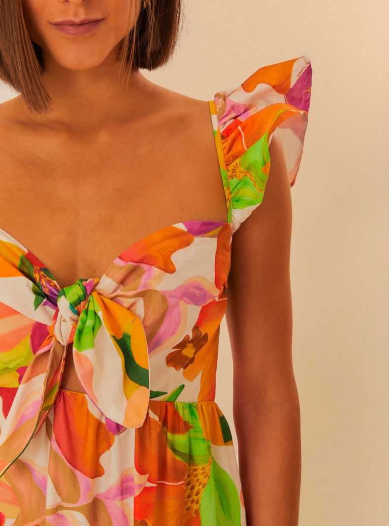 Vestido Largo Estampado Flores con Vuelos-3