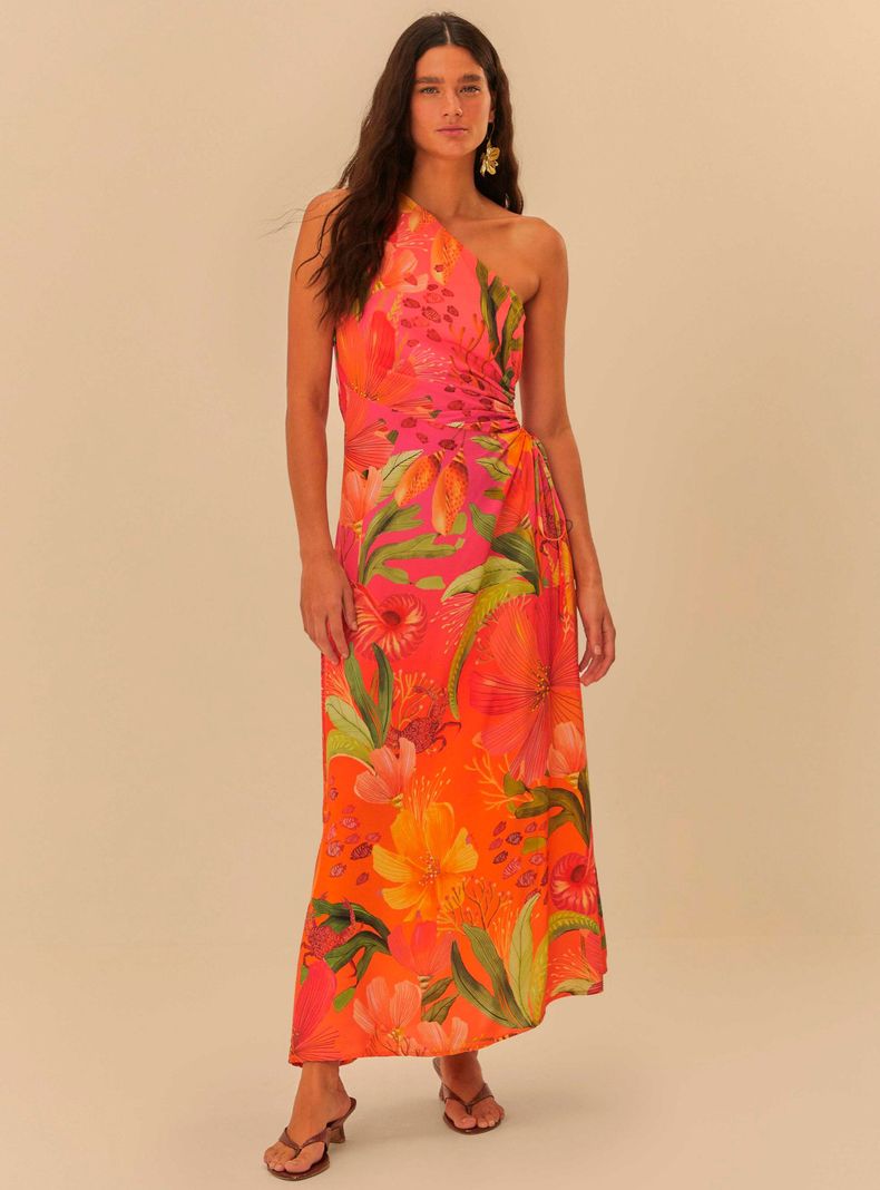 Vestido Un Hombro Estampado Flores-0