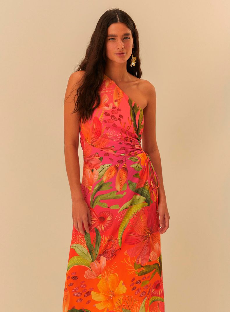 Vestido Un Hombro Estampado Flores-2