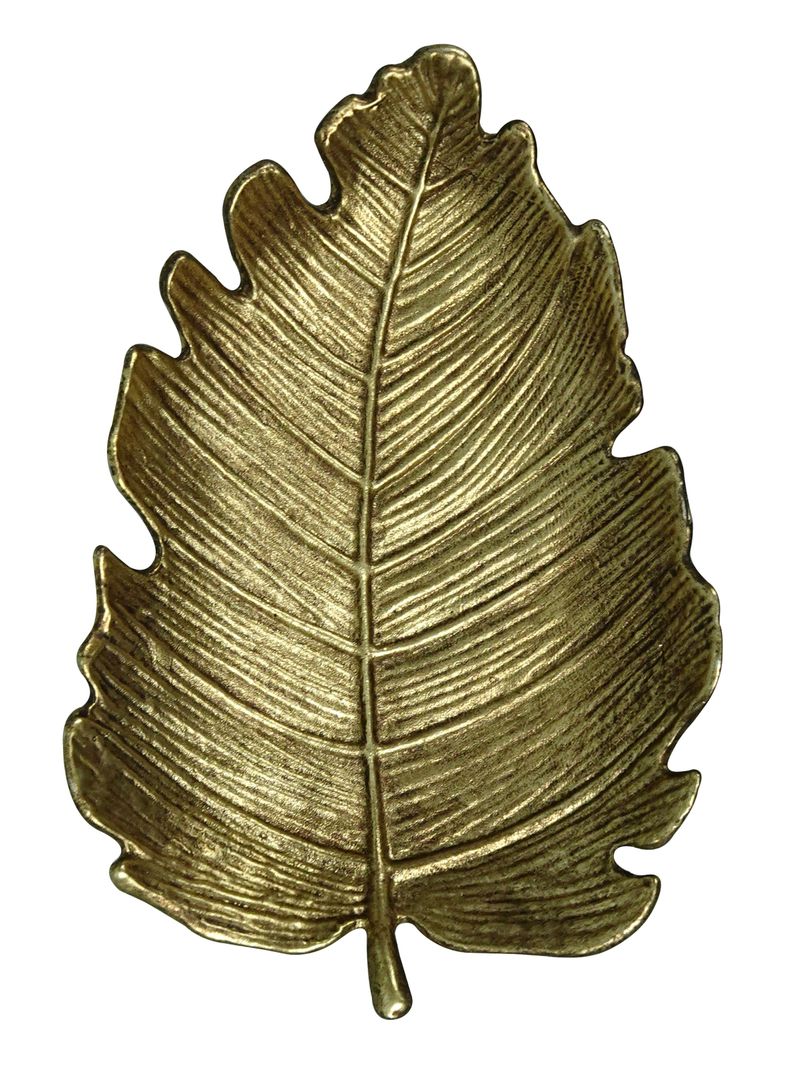 Plato Decorativo Hoja Dorado-0