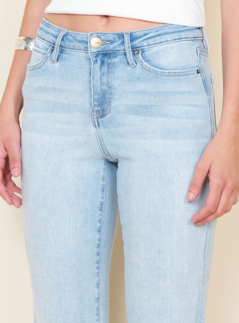 Jeans Recto Tiro Alto Pretina con Basta Doblada-2