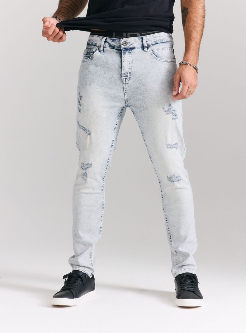 Jeans Full Roturas Parche Remallado Skinny Fit-0