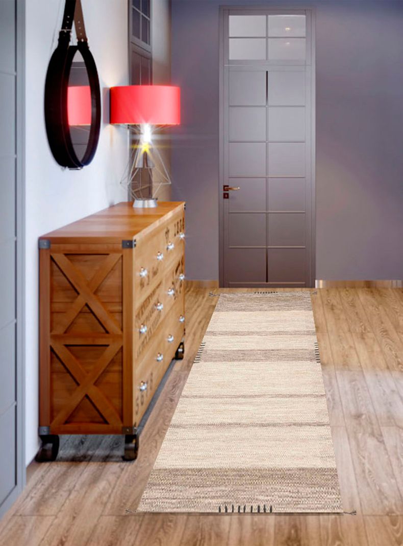 Alfombra de Pasillo Tribal Natural 70x240 cm Beige Gris-2