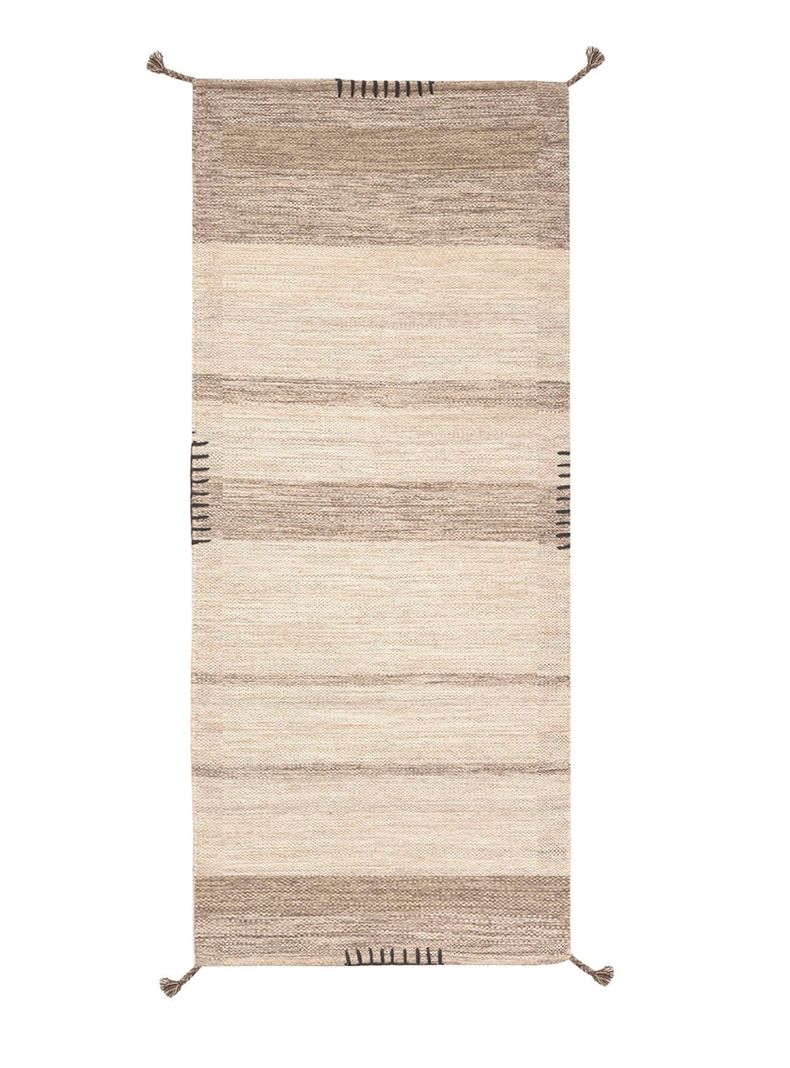 Alfombra de Pasillo Tribal Natural 70x240 cm Beige Gris-0
