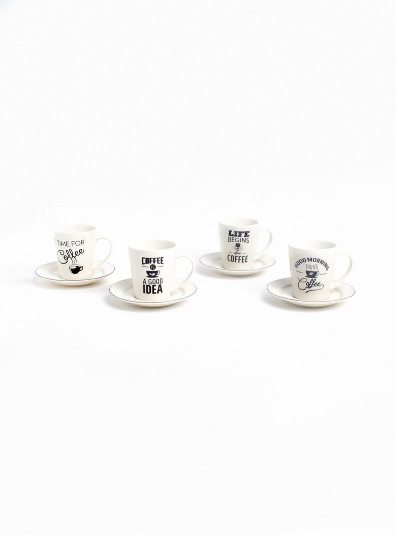 Set 4 Tazas Café y Platillos Porcelana-0
