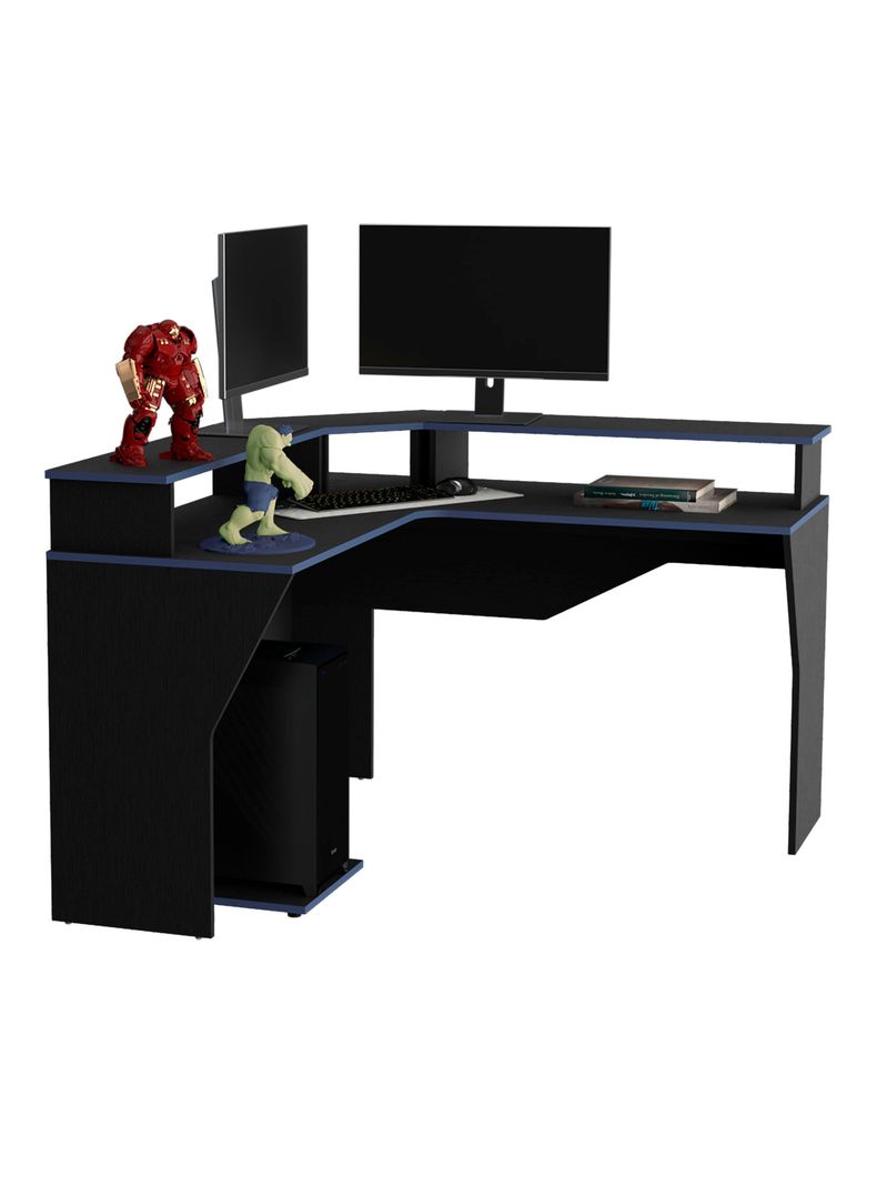 Escritorio Gamer Keria Lite Negro Canto Blanco-4