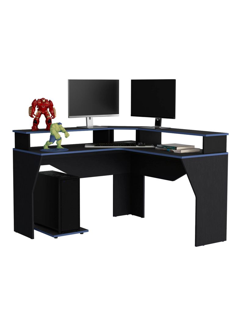 Escritorio Gamer Keria Lite Negro Canto Blanco-3