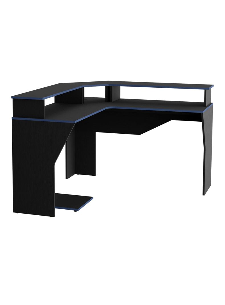 Escritorio Gamer Keria Lite Negro Canto Blanco-2