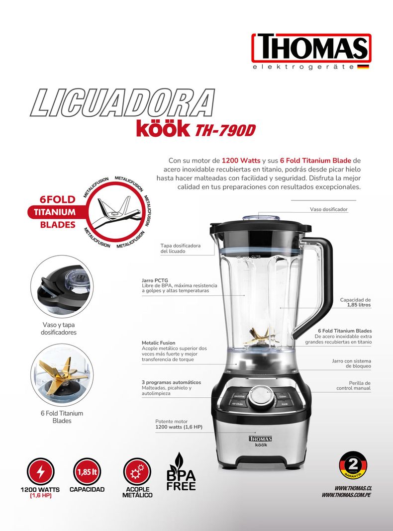 Licuadora Köök Pro 1.85 Litros TH-790D-4