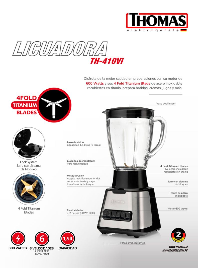Licuadora 6 Velocidades 1.5 Litros TH-410Vi-4