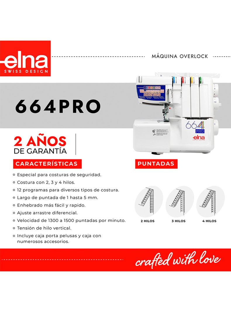 Máquina Overlock Elna 664PRO-6
