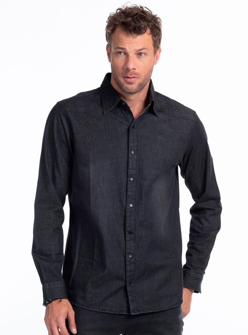 Camisa Denim Washed Black Montana-0