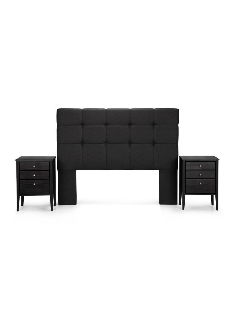 Set Muebles Dormitorio Issey: Respaldo 2 Plazas + Veladores Gráfito-0