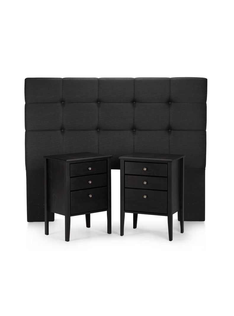 Set Muebles Dormitorio Issey: Respaldo King + Veladores Gráfito-1