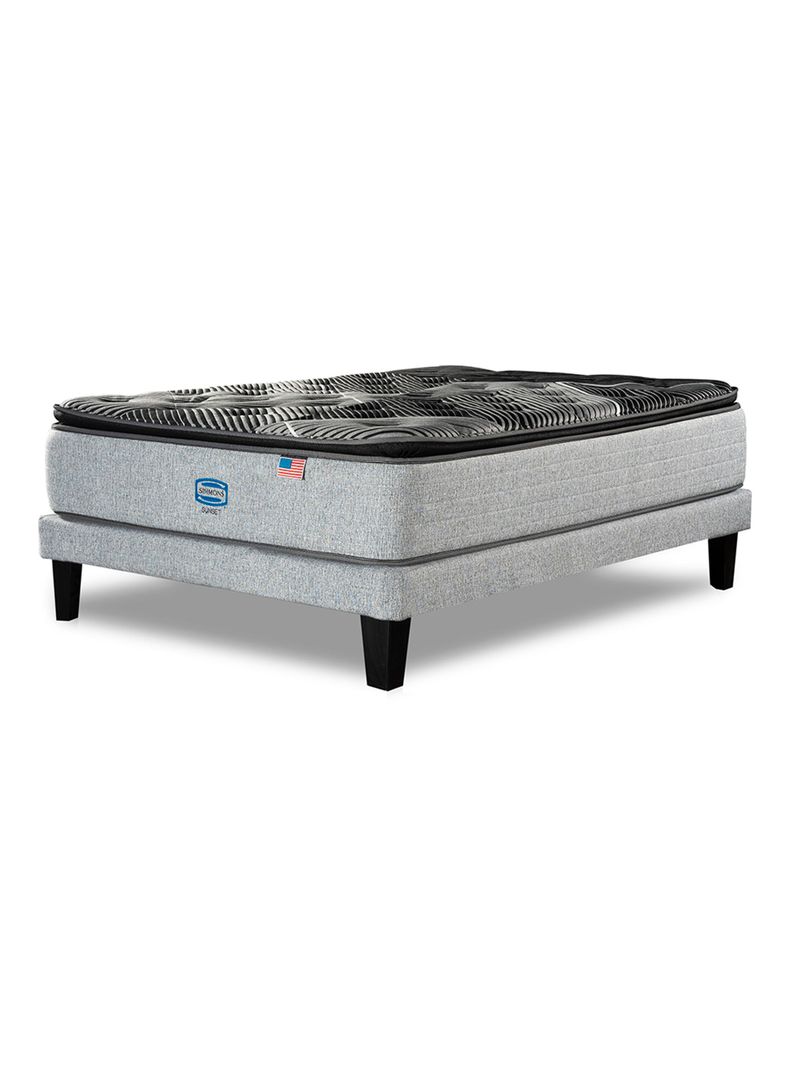Cama Europea Sunset 1.5 Plazas + Respaldo Tibet Plata