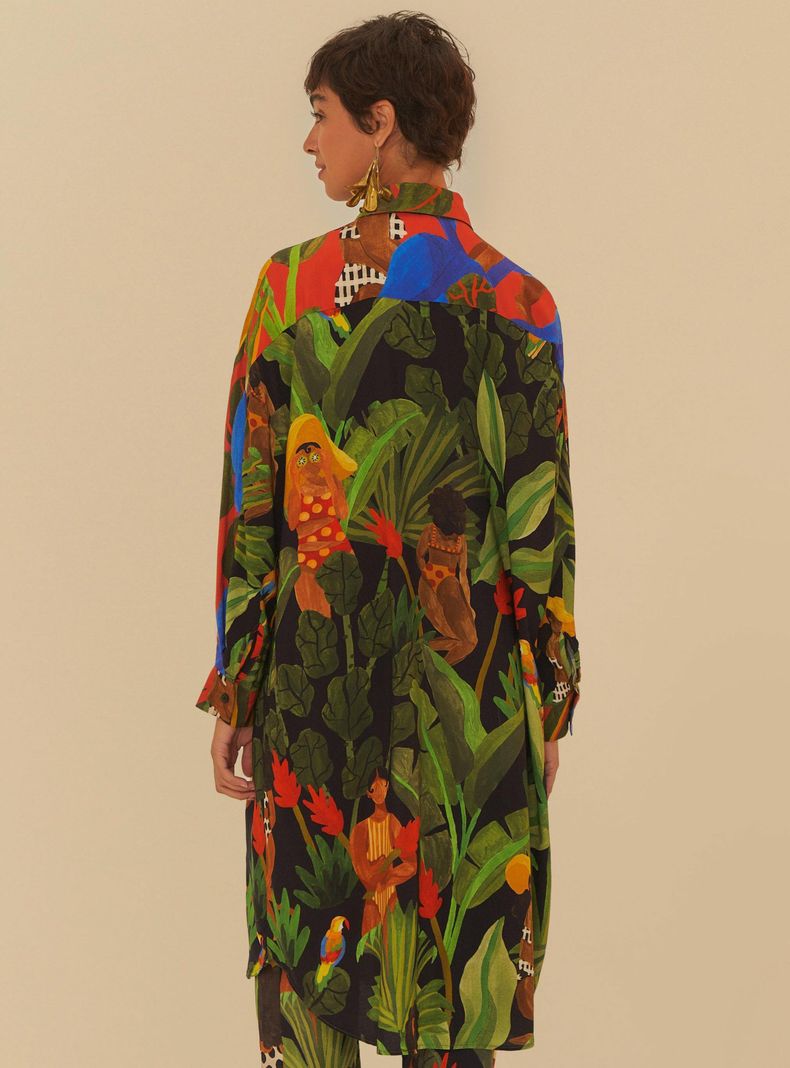 Camisa Larga Diseño Tropical-1