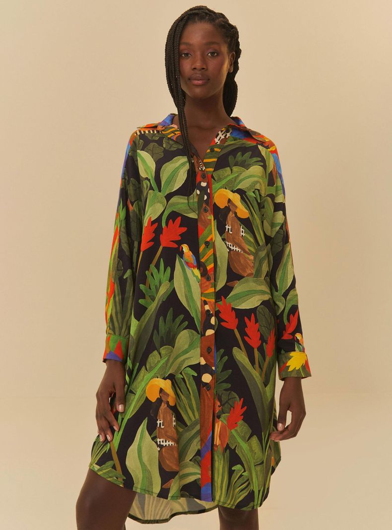 Camisa Larga Diseño Tropical-0