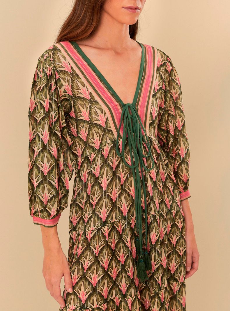 Vestido Largo con Amarra Frontal Estampado-2