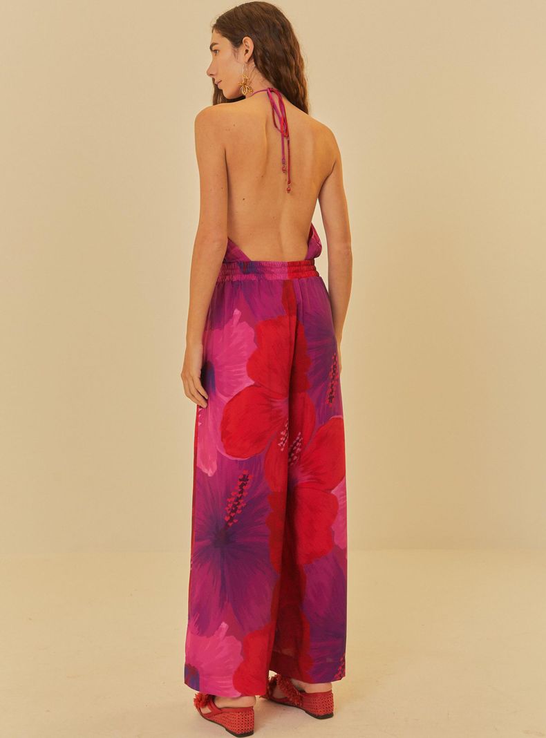 Pantalón Ancho Elasticado Estampado Florido-1