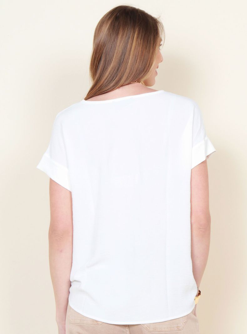 Blusa Manga Corta Sólido-1
