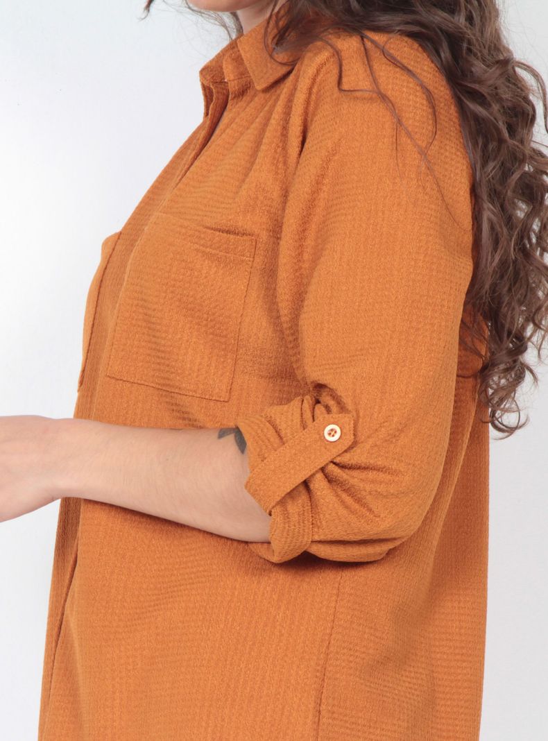 Blusa Manga 3/4 Sólida Escote V-2