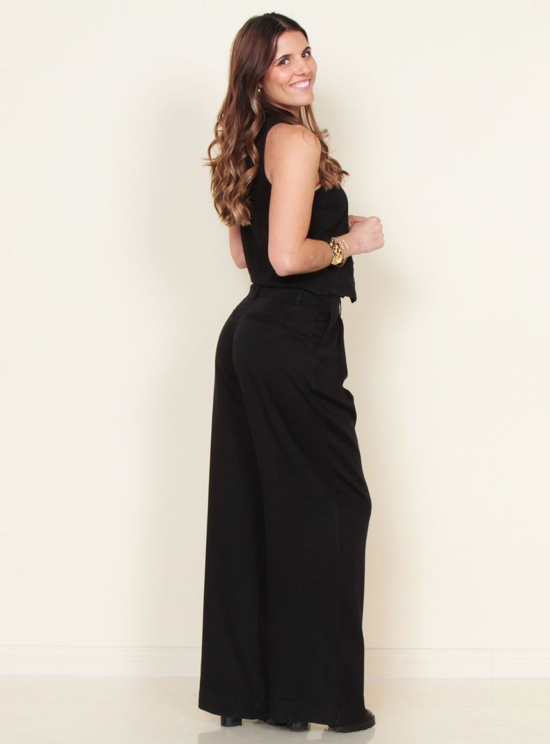 Pantalón Wide Leg Tiro Alto Denim con Pinzas-4