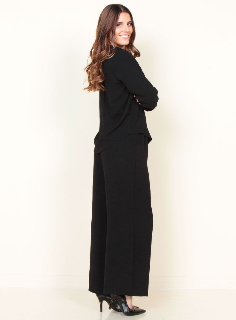 Pantalón Wide Leg Tiro Alto Pretina Elasticada-4