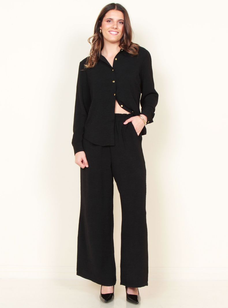 Pantalón Wide Leg Tiro Alto Pretina Elasticada-3