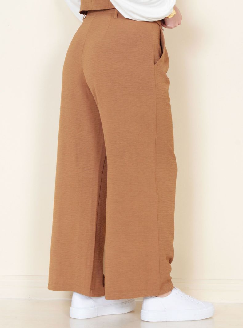 Pantalón Wide Leg Tiro Alto Pretina Básica-1