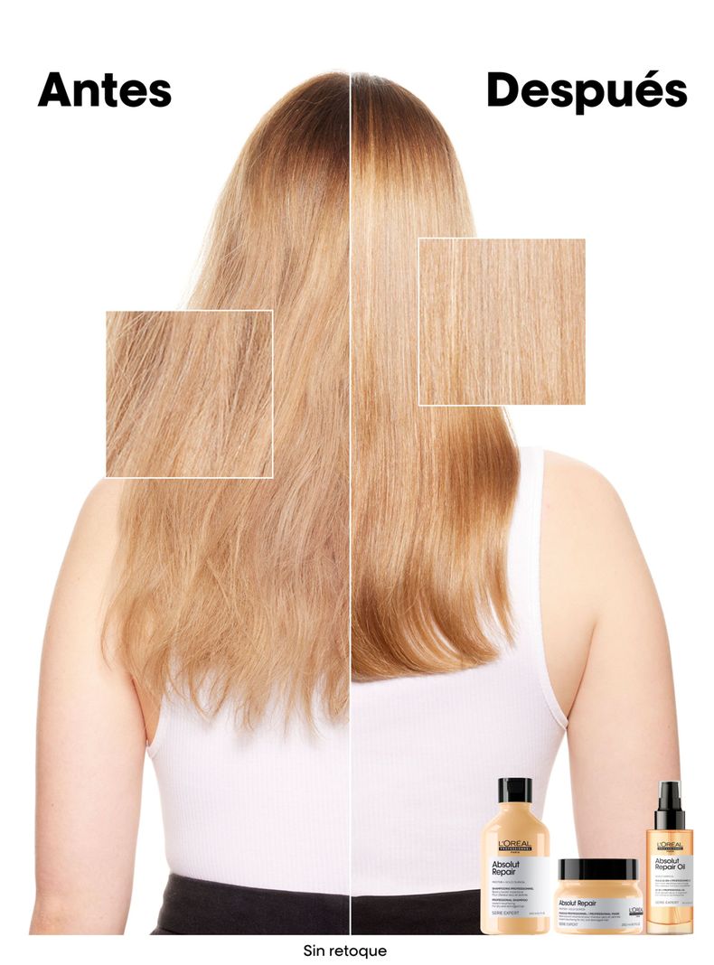 Set Profesional Reparación de Dañado Shampoo 500ml + Máscara con Enjuague 250ml Absolut Repair Molecular  L´Oréal Professionnel-3