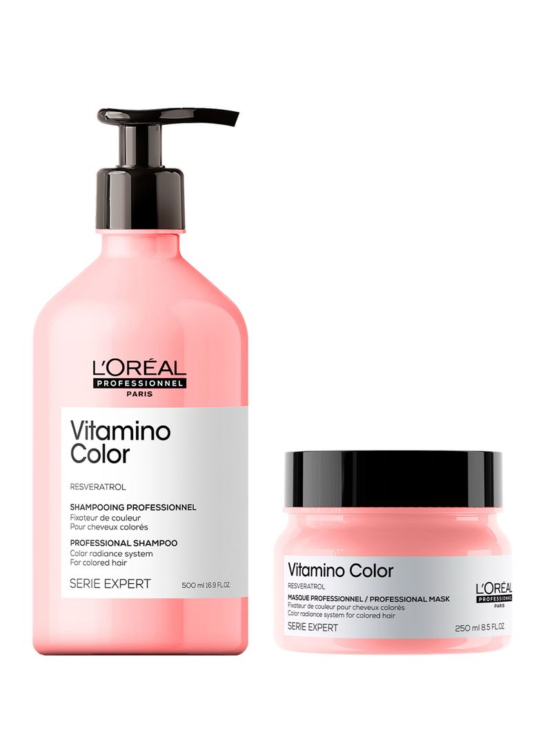 Set Profesional Cuidado del Color Shampoo 500ml  + Máscara con Enjuague 250ml Vitamino Color L´Oréal Professionnel-0