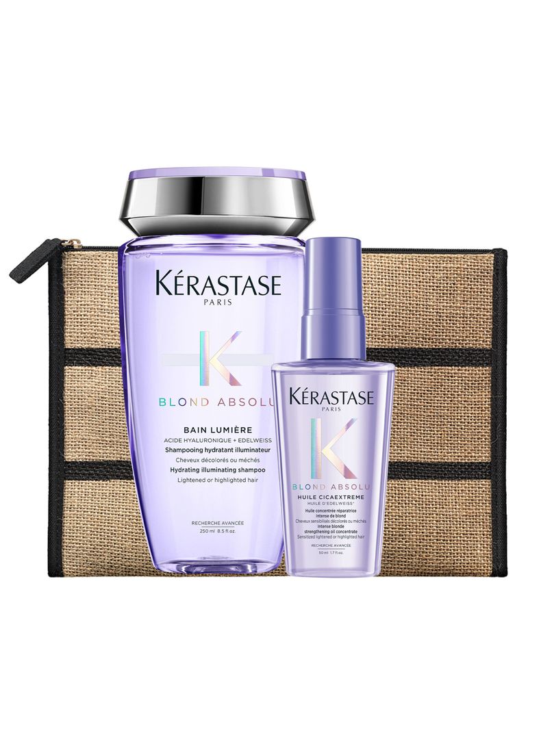 Set Reparación Cabello Rubio o Decolorado Blond Absolu Shampoo Bain Blond Lumiere 250ml + Aceite Huile Cicaextreme 50ml Kérastase-0