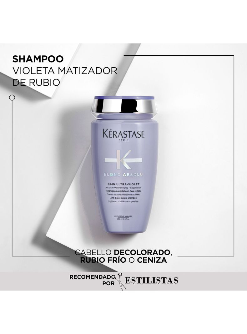 Set Matizante Cabello Rubio o Decolorado Blond Absolu Shampoo Bain Ultra-Violey 250ml + Aceite Huile Cicaextreme 50ml Kérastase-1