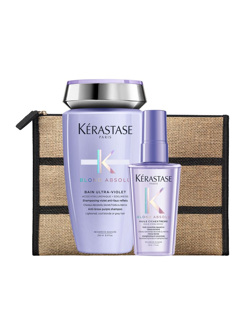 Set Matizante Cabello Rubio o Decolorado Blond Absolu Shampoo Bain Ultra-Violey 250ml + Aceite Huile Cicaextreme 50ml Kérastase-0