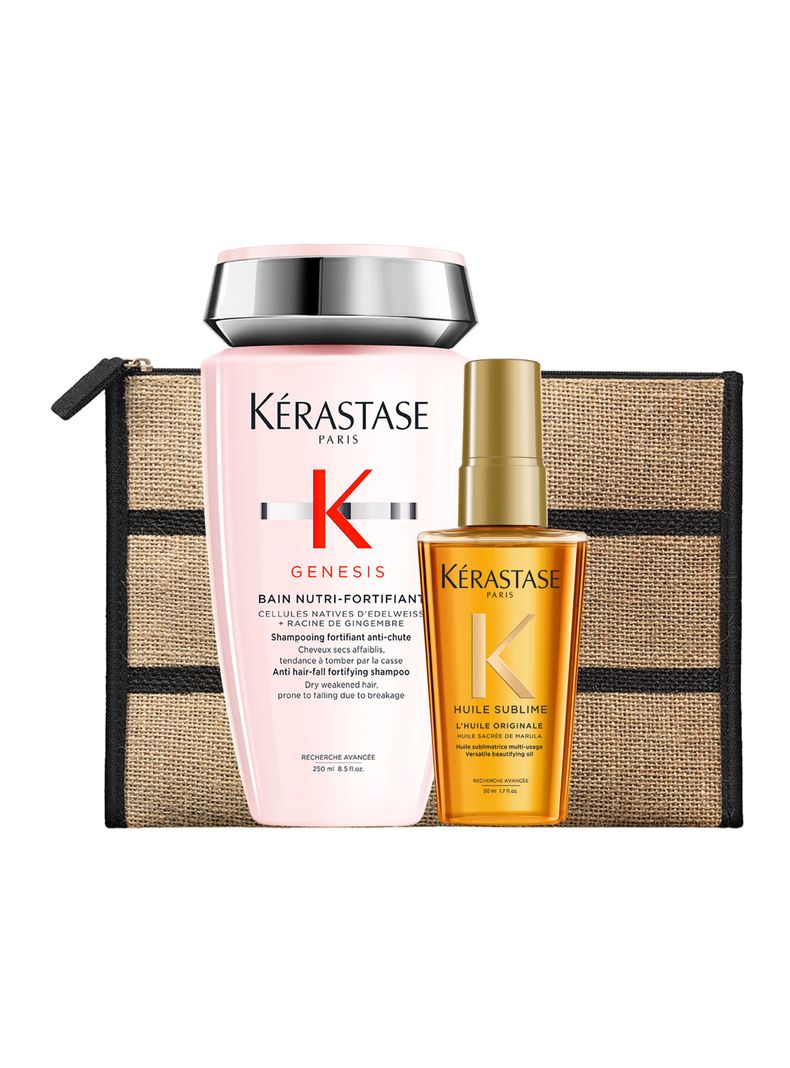 Set Anti-Caída Genesis Shampoo Bain Nutri Fortifiant 250ml + Aceite LHuile Originale Elixir Ultime 50ml Kérastase-0