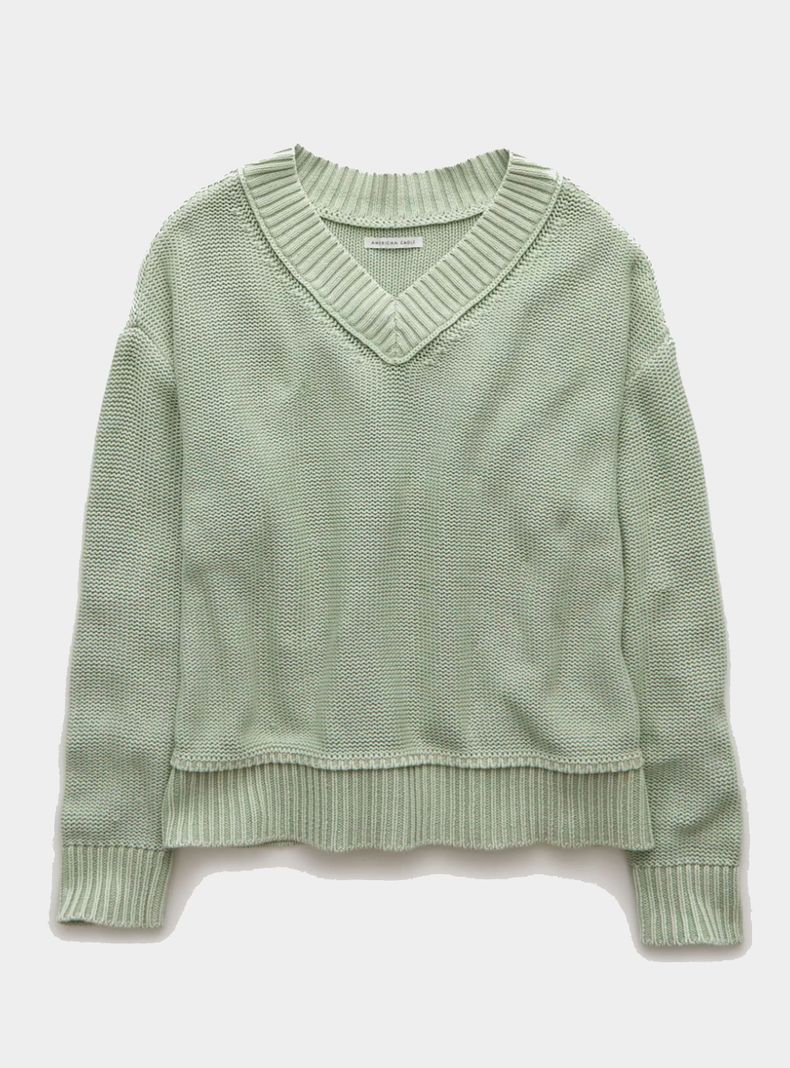 Sweater Cuello V Hombros Caídos-4
