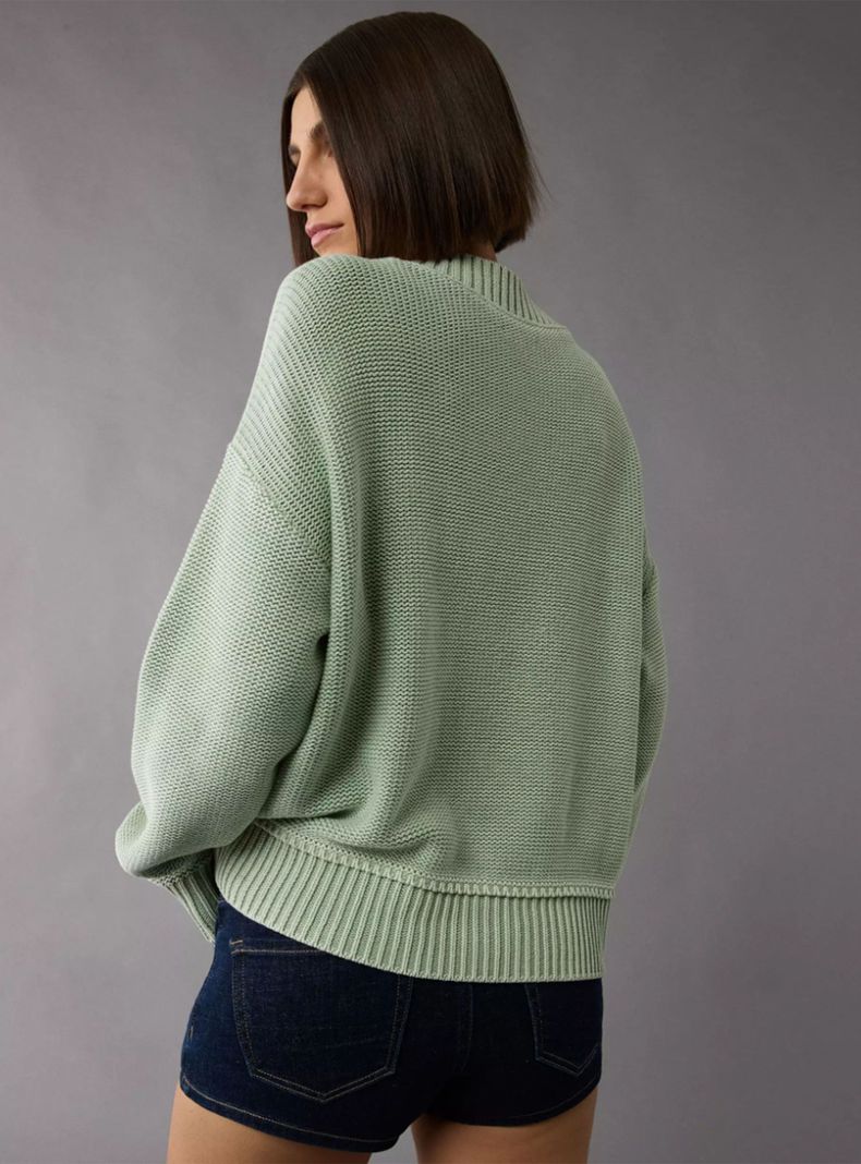 Sweater Cuello V Hombros Caídos-1