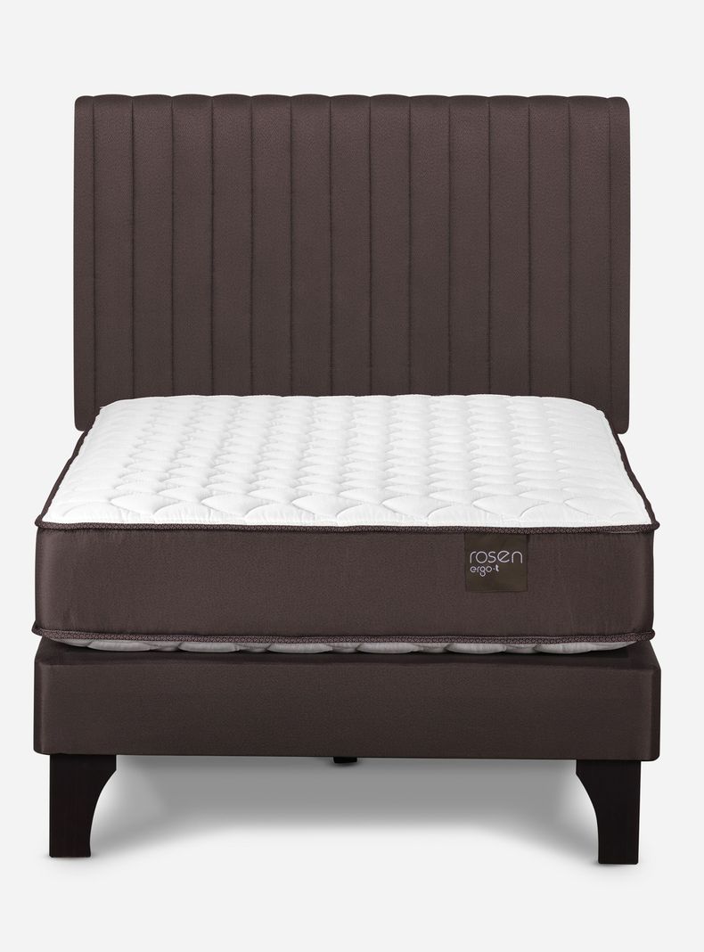 Cama Europea Ergo T New 1 Plaza + Repaldo Lucio Chocolate-1